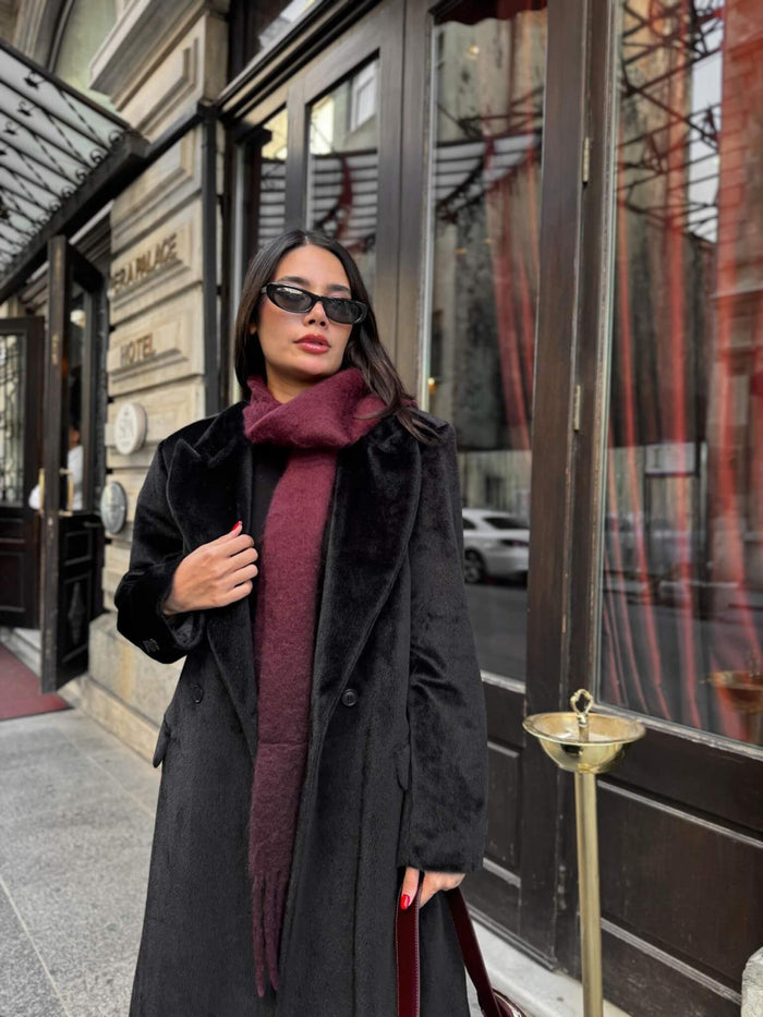 Siyah Soft Uzun Kaban