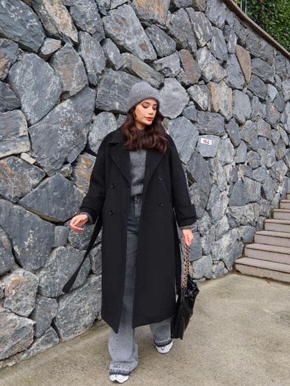 Siyah Yün Karışımlı Premium Blend Kaban