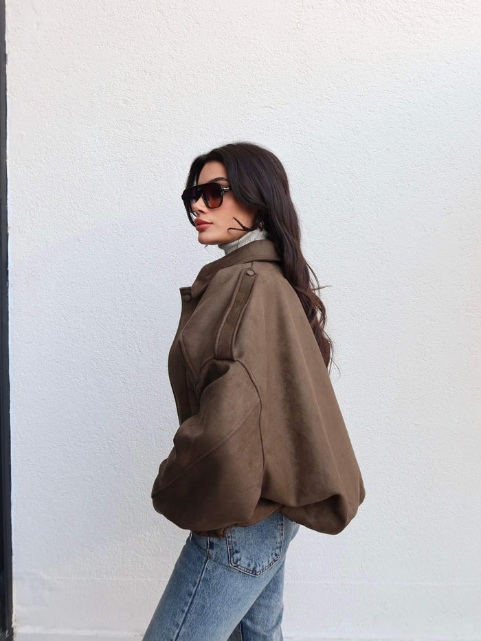 Süet Görünümlü Bomber Ceket