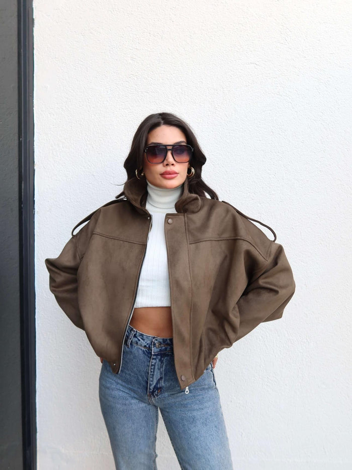 Süet Görünümlü Bomber Ceket