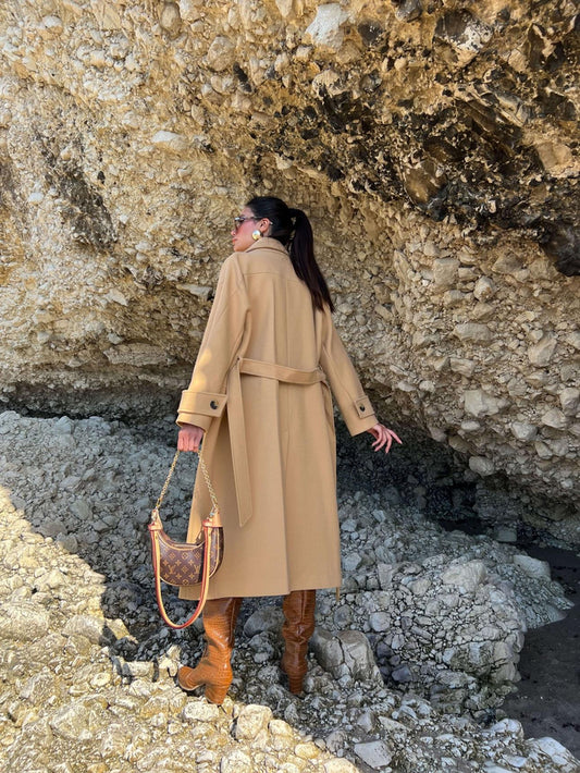 Sütlü Kahve Yün Karışımlı Premium Blend Kaban