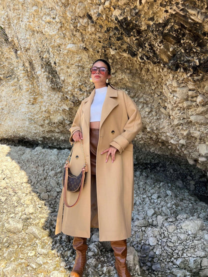 Sütlü Kahve Yün Karışımlı Premium Blend Kaban