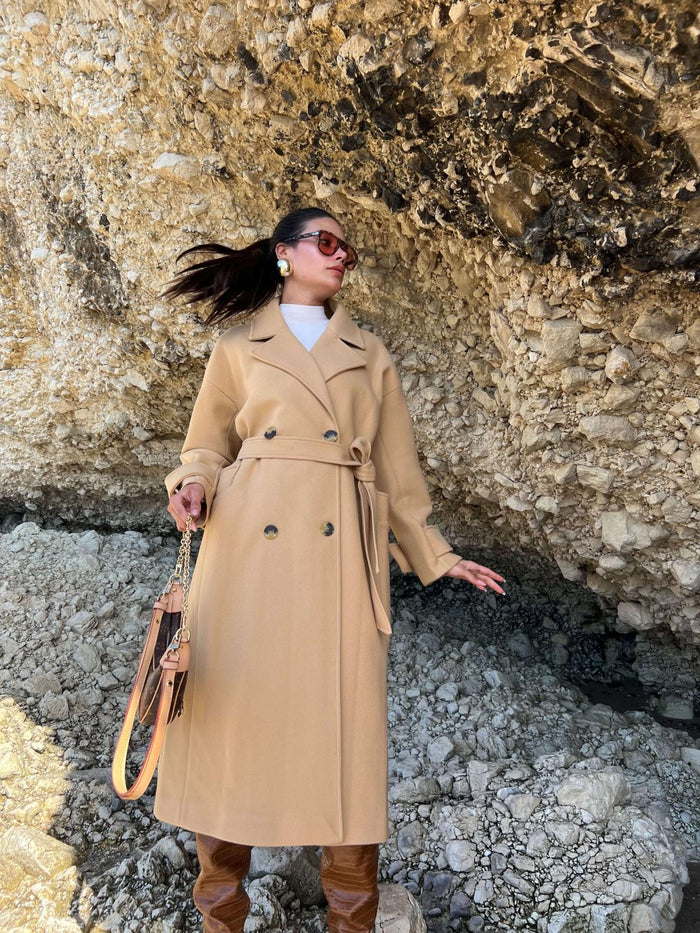 Sütlü Kahve Yün Karışımlı Premium Blend Kaban