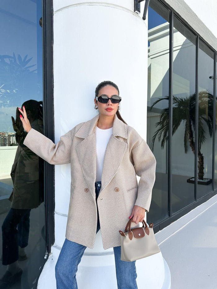 Sütlükahve Oversize Balıksırtı Kaban