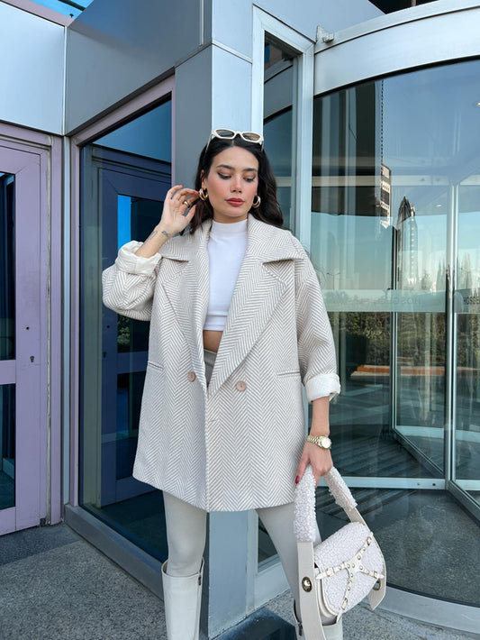 Kahve Oversize Balıksırtı Kaban