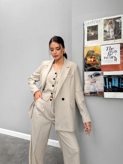 Taş Üçlü Yelekli Takım