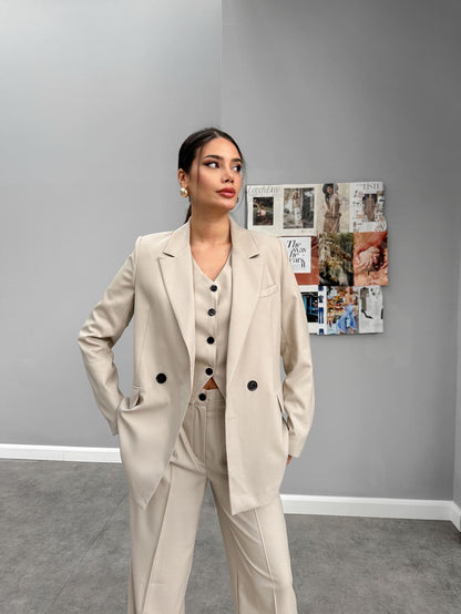 Taş Üçlü Yelekli Takım