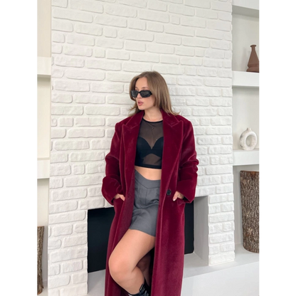 Tek Düğme Detay Yumoş Kaban Bordo