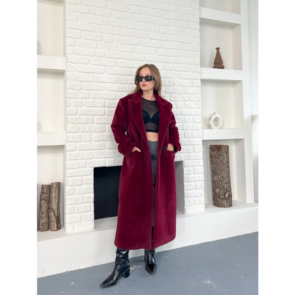 Tek Düğme Detay Yumoş Kaban Bordo