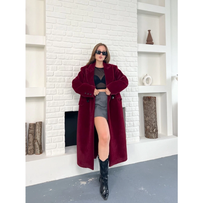 Tek Düğme Detay Yumoş Kaban Bordo