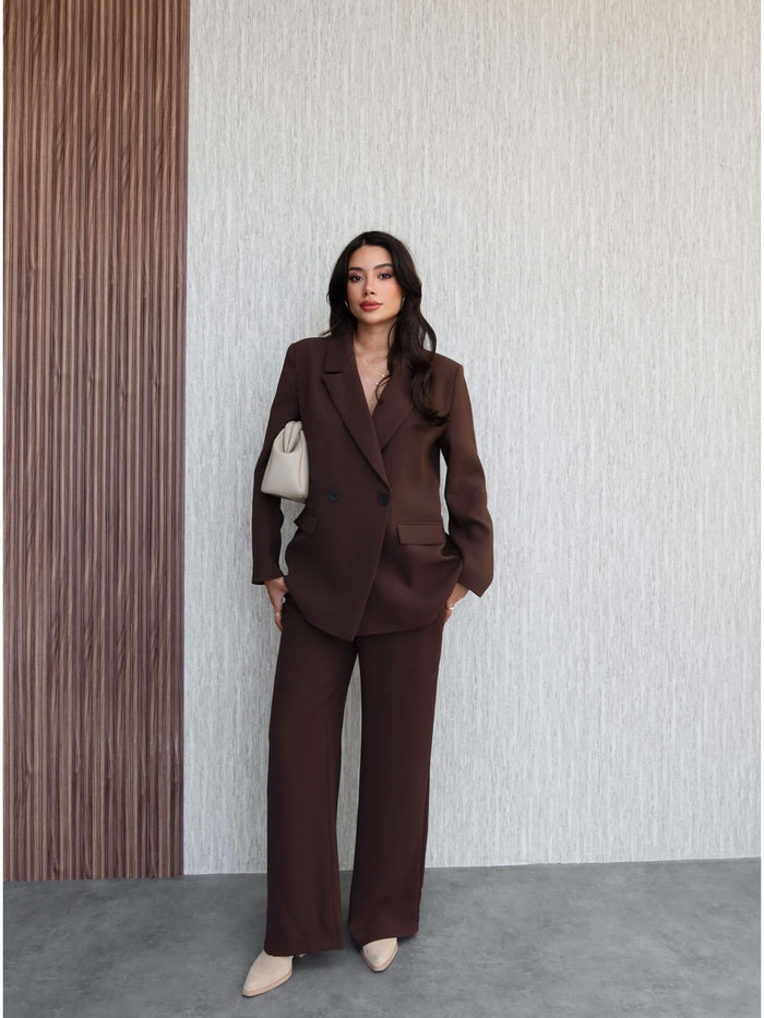 Vatkalı Oversize Ceket Pantolon Takım